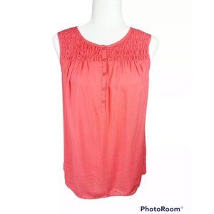 Boden Smocked Top Size 4 Small Pink Sleeveless Tank Blouse Style WA498